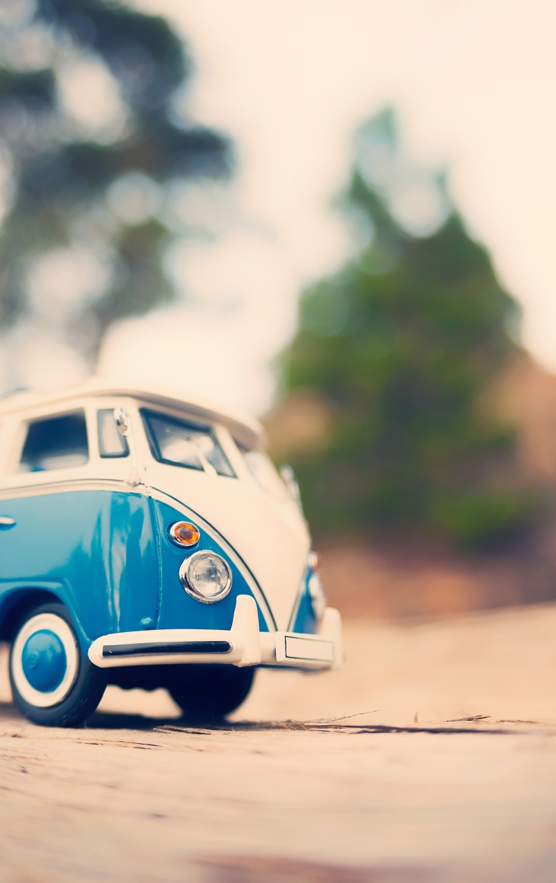 Miniature travelling vintage van. Color tone tuned photo